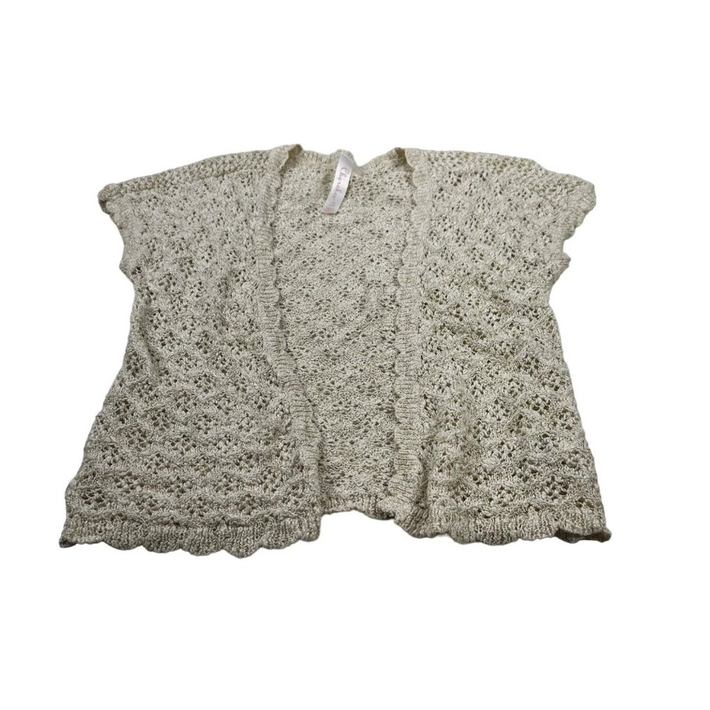 Cherokee Girl's Size Medium 7-8 Sweater Vest Open Front White Preowned